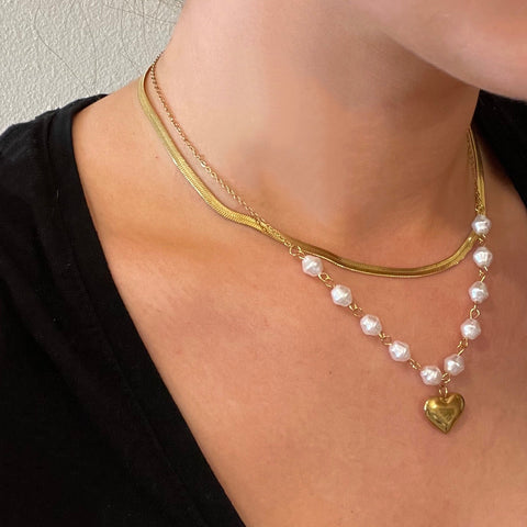 Pearls and Love Necklace